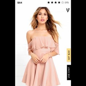 Lulus blush pink off the shoulder dress